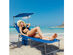 Costway Foldable Lounge Chair Outdoor Adjustable Beach Patio Pool Recliner W/Sun Shade - Blue