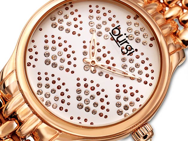 Bürgi Diamond Sparkle Bracelet Watch with Swarovski Crystals (Rose Gold)