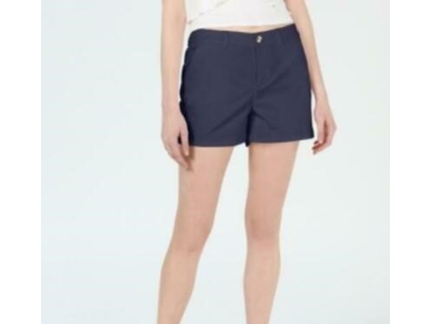 Maison Jules Women's Flat-Front Chino Shorts Navy Size 14
