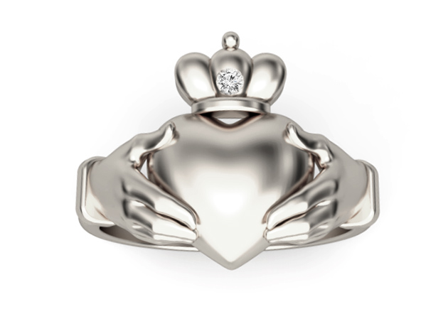 Claddagh Ring in 950 Sterling Silver (Size 10)