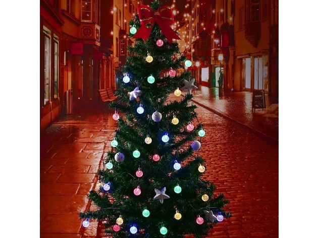 Solar String Lights 20 LED 16Ft Outdoor Colored Waterproof Crystal Ball Lights