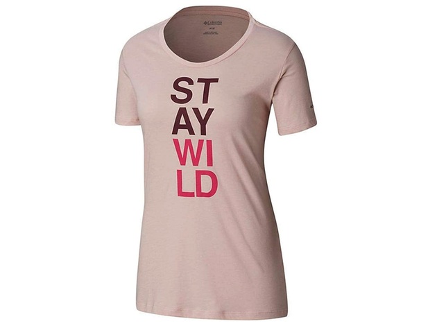 Columbia Women's Word Block T-Shirt Pink Size Small