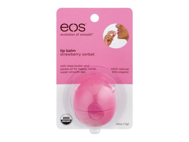 EOS(Evolution Of Smooth) Organic Strawberry Sorbet, Smooth Sphere Moisturizing Lip Balm, 100% Natural, 0.25 Ounce