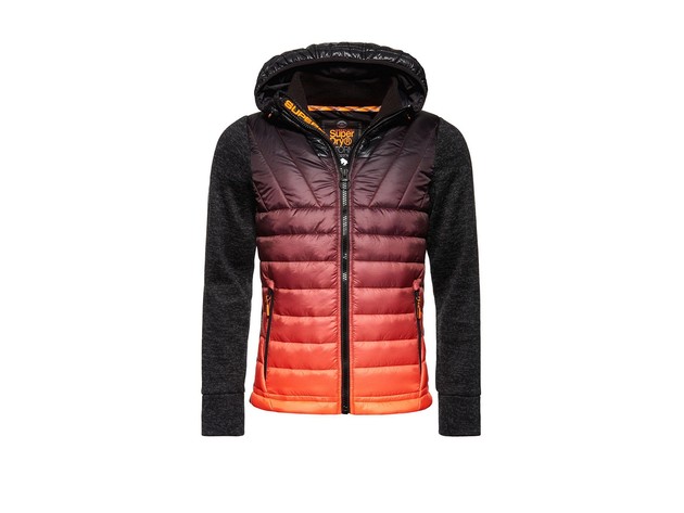 Superdry Men's Storm Ombre Hybrid Zip Hoodie Black Size Large