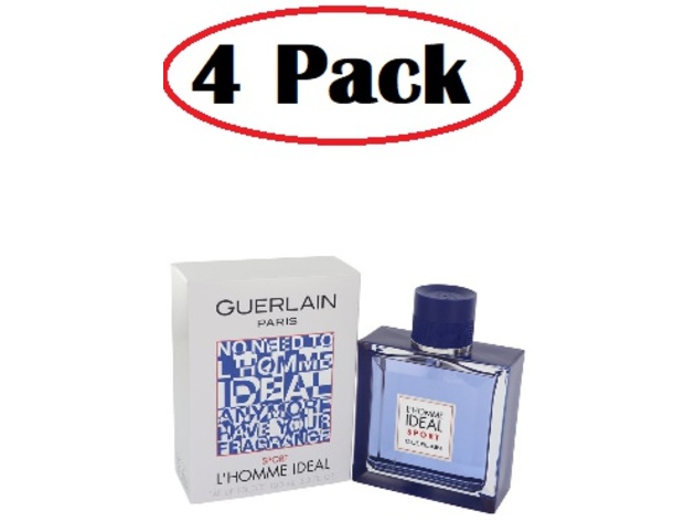 4 Pack of L'homme Ideal Sport by Guerlain Eau De Toilette Spray 3.3 oz