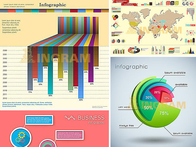 100 Customizable Infographics (with Ingram's Royalty Free Usage License)