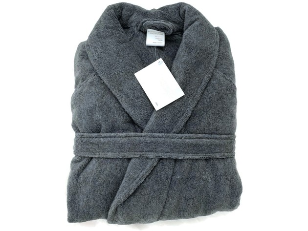 Hudson Park Collection 100% Cotton Fiber Dye Bath Robe, Size: Medium/Large, Pewter Gray