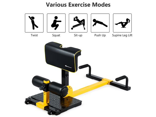 Gpolus 8-in-1 Multifunctional Squat Machine Deep Sissy Squat Home Gym Fitness Equipment - Black + Yellow