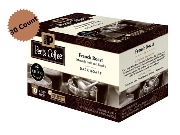 3-PACK Peet's Coffee French Roast, Intensely Bold and Smoky Dark Roast, 100% Arabica Coffee, 30 Count
