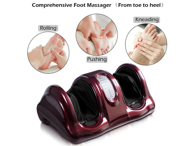 Costway Shiatsu Foot Massager Kneading and Rolling Leg Calf Ankle w/Remote - Burgundy