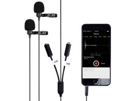 Movo Dual Clip-on Lavalier Interview Microphones