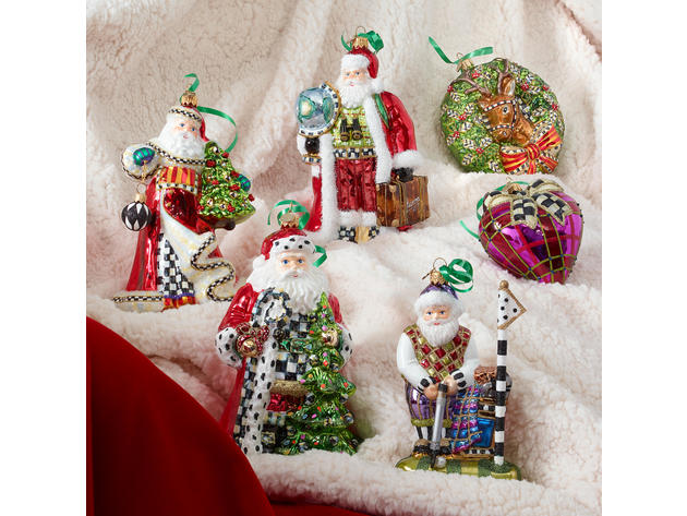 MacKenzie-Childs Glass Ornament - 'Tis the Season Santa