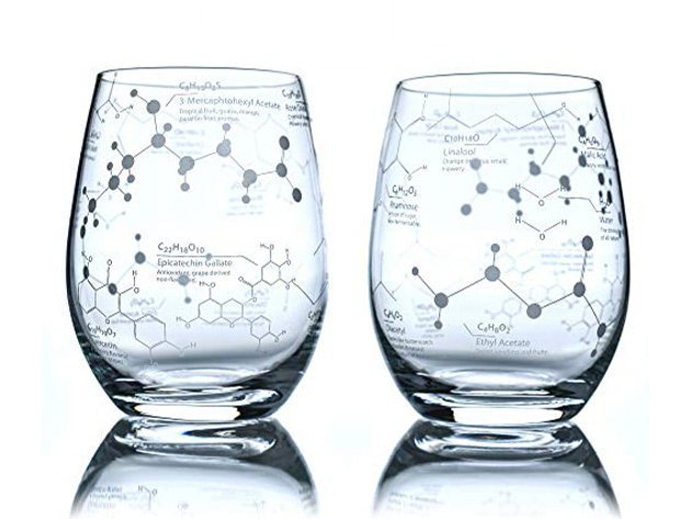 Science-Themed Sand-Etched Glasses (Wine/Set of 2)