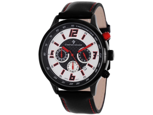 Christian Van Sant Men's Speedway Silver/Red Dial Watch - CV3122