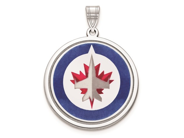 Sterling Silver NHL Winnipeg Jets Logo Picture Disc Pendant