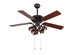 Costway 52'' Vintage Rustic Ceiling Fan Light w/ 5 Reversible Blades Pull Chain Home Antique Bronze