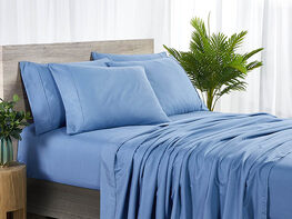 Bamboo 2000 Count 6-Piece Sheet Set with SnugGrip (Blue/Full)