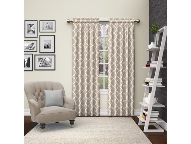 Pairs To Go Vickery Light Filtering Decorative Window Curtain Panel Pair, 28 Inches X 84 Inches, Taupe