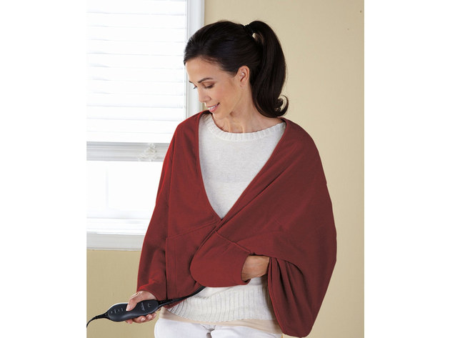 Sunbeam Premium Luxury Royal fleece Chill-Away Heated Wrap Garnet Red - Garnet