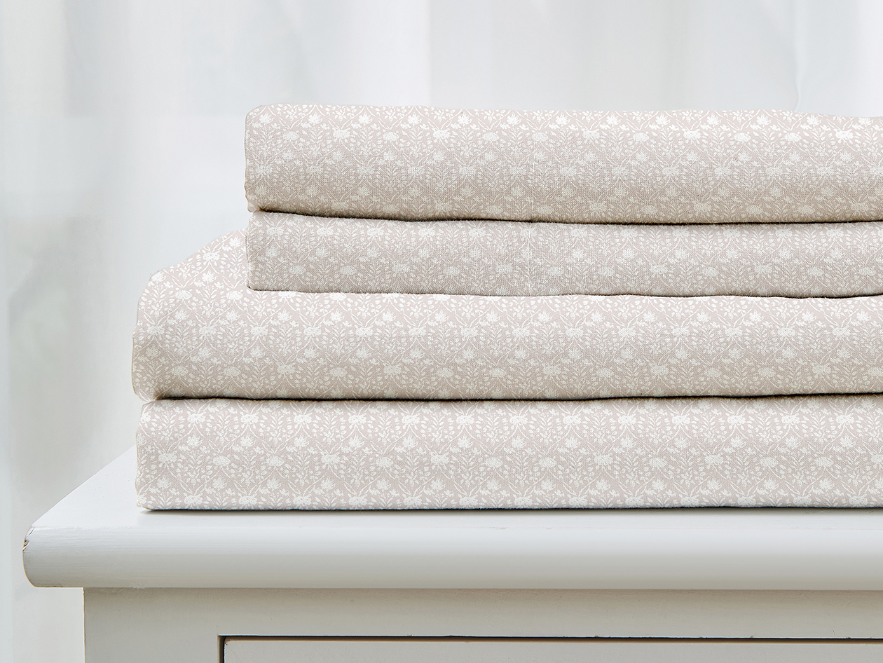 4-Piece Floral Print Microfiber Sheet Set (Diamond Gray/Queen)