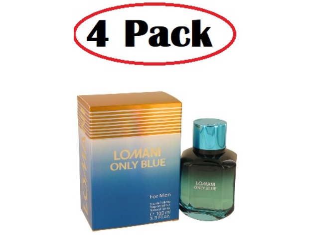 4 Pack of Lomani Only Blue by Lomani Eau De Toilette Spray 3.3 oz