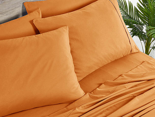 Bamboo 2000 Count 6-Piece Sheet Set with SnugGrip (Orange/King)