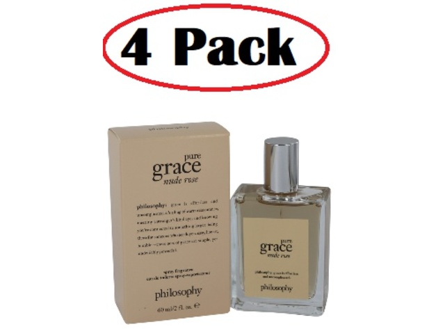 4 Pack of Pure Grace Nude Rose by Philosophy Eau De Toilette Spray 2 oz