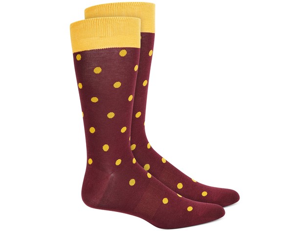 Bar III Men's Polka Dot Socks Wine Size Regular