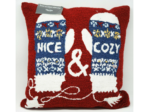 Martha Stewart Collection, Holiday Decorative Pillow Collection, Give Any Setting A Festive Look & Feel with the Cheerful Designs & Lovely Textures Featured, Size: 18"x18", Red