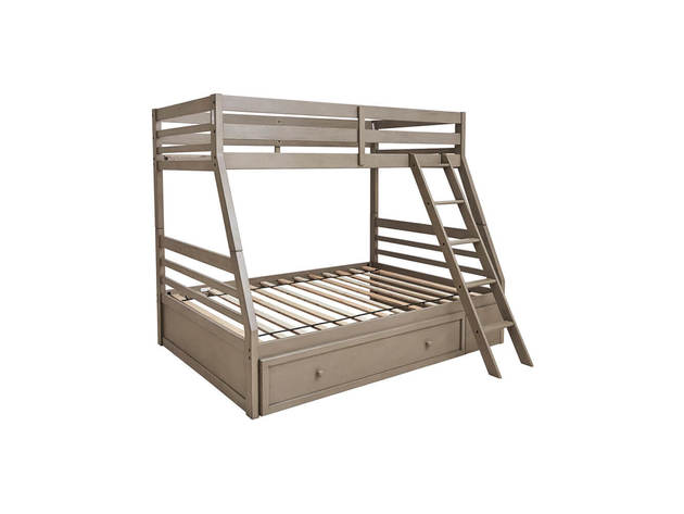 Ashley Signature Design B73358S Lettner Twin over Full Bunk Bed with Ladder - Light Gray