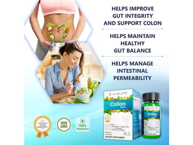 Avalife Colon Care - Colon Cleanse Supplements for Men & Women - Helps Weight Loss - Gluten Free, Vegan & Non-GMO - 60 Capsules