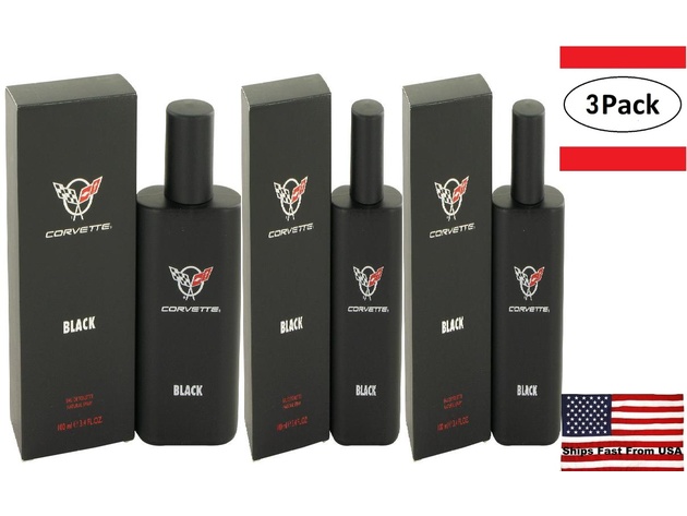 3 Pack Corvette Black by Vapro International Eau De Toilette Spray 3.4 oz for Men