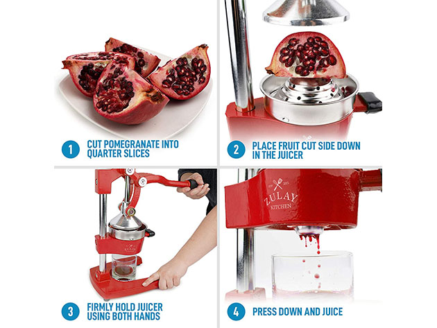 Zulay Kitchen Professional Citrus Juicer (Red)
