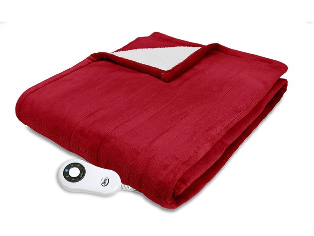 Serta Microplush Sherpa Electric Heated Warming Throw Blanket - Garnet Red