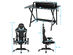 Goplus Gaming Computer Desk&Massage Gaming Chair Set w/Monitor Shelf Power Strip White\Blue\ Grey\Red - Black(Desk)+White(Chair)