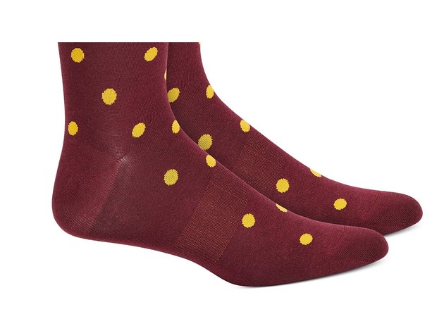 Bar III Men's Polka Dot Socks Wine Size Regular