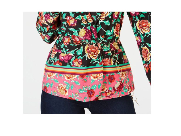 Thalia Sodi Women's Floral Belted Blazer Pink Size Extra Large