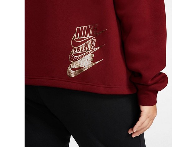 Nike Women's Sportswear Shine Metallic-Graphic Half-Zip Top Red Size Extra Large