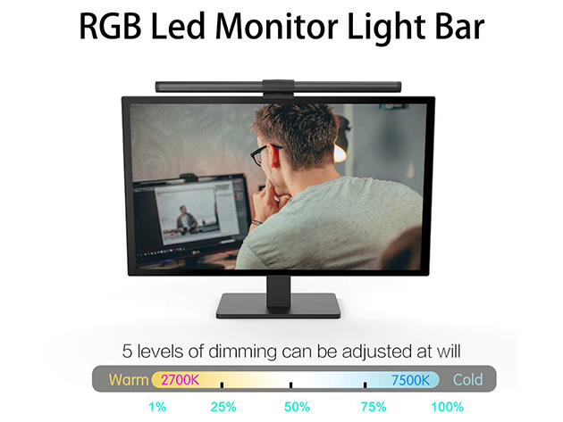 USB-Powered LED Monitor Light Bar with Knob Remote Control