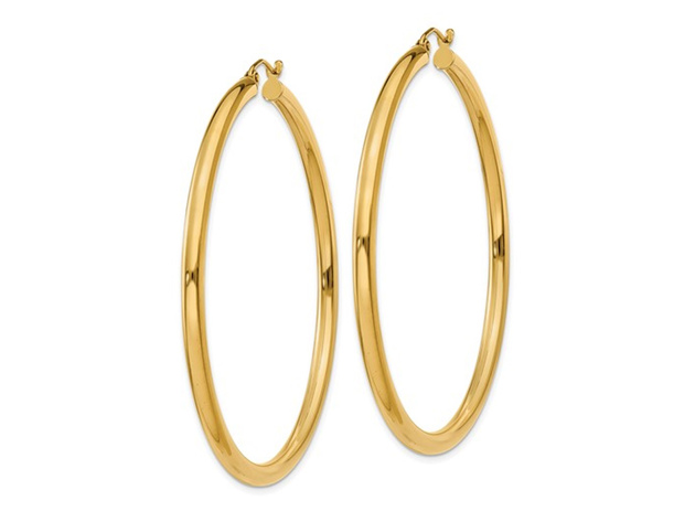 Large Hoop Earrings in 14K Yellow Gold 2 Inch (3.00 mm)