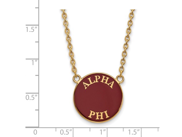 14K Plated Silver Alpha Phi Large Enamel Necklace