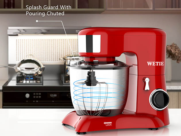 Wetie 4.8QT 550W 10-Speed Electric Stand Mixer (Red)