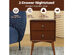 Costway Nightstand Mid-Century End Side Table 2 Drawers Rubber Wood Legs Living Room - Brown