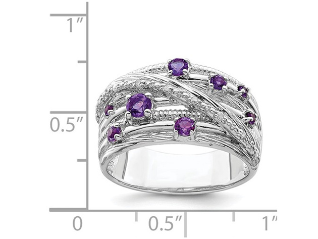 Purple Amethyst Ring Band 2/5 Carat (ctw) in Sterling Silver - 8