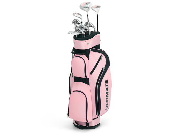 Ladies Womens Complete Golf Clubs Set 10 Pieces Includes Alloy Driver - Pink