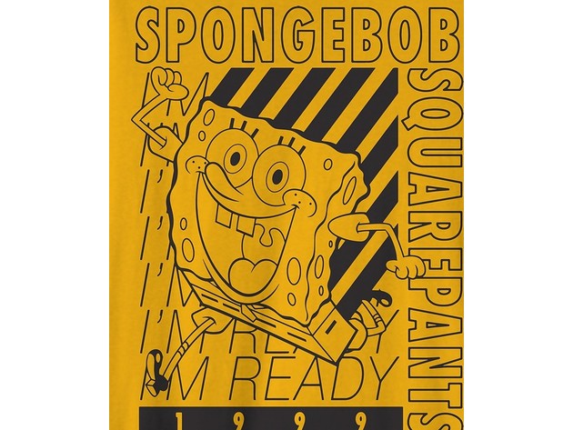 Hybrid Men's Spongebob I'm Ready Graphic T-Shirt Yellow Size Small