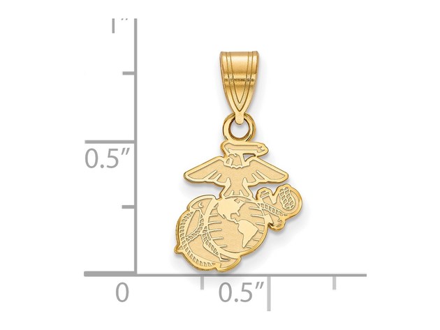 Sterling Silver 14k Yellow Gold Plated Small U.S. Marine Corps Pendant