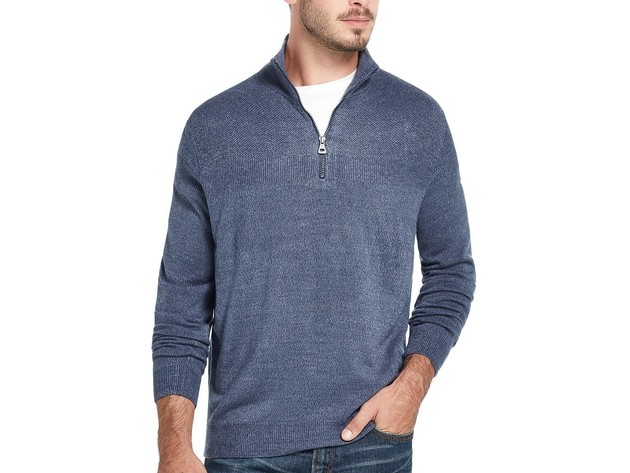 Weatherproof Vintage Men's Soft Touch Quarter-Zip Sweater Gray Size Small