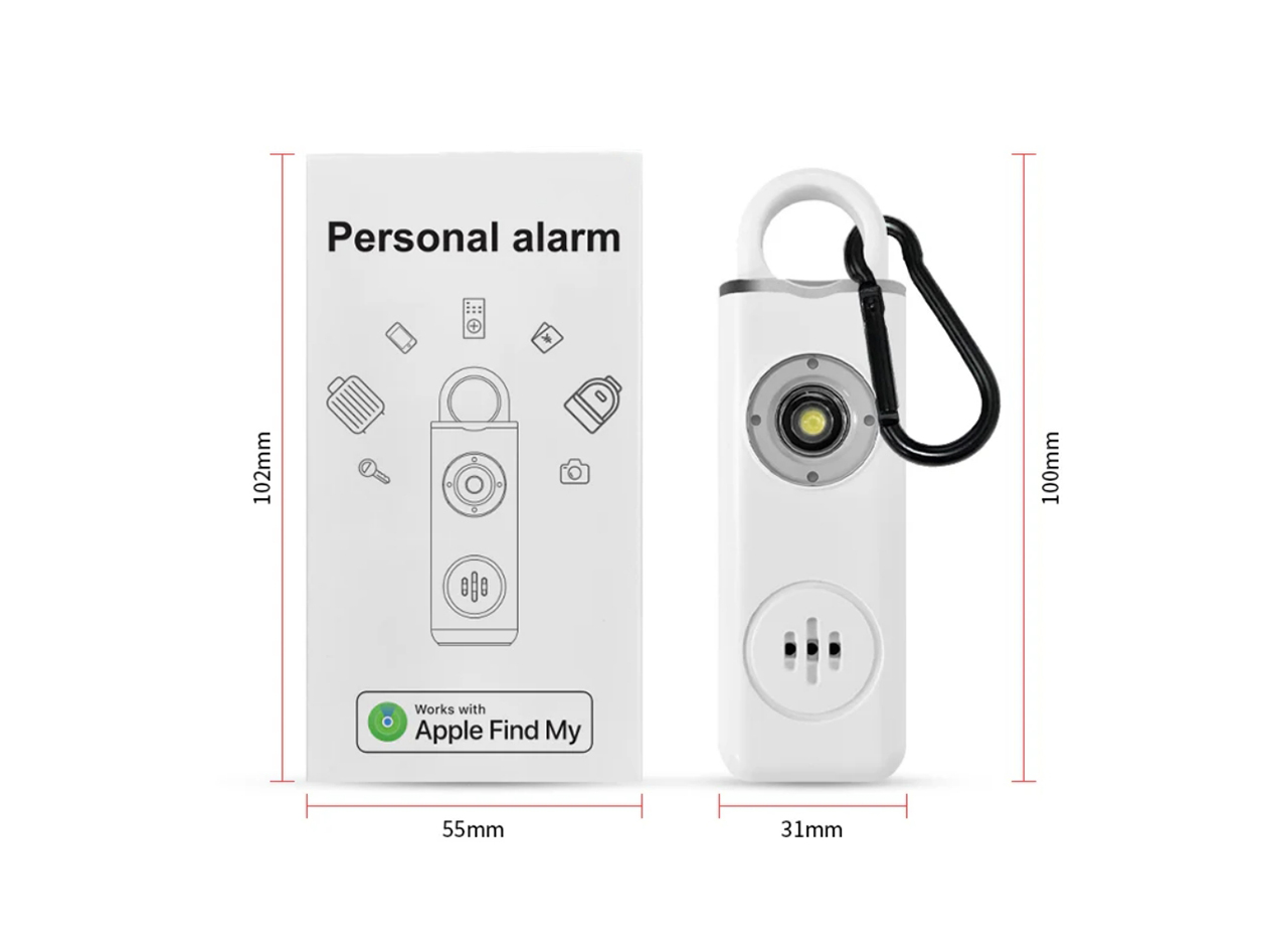 2-in-1 Personal Safety Alarm with Apple Find My Smart Tracking (White)