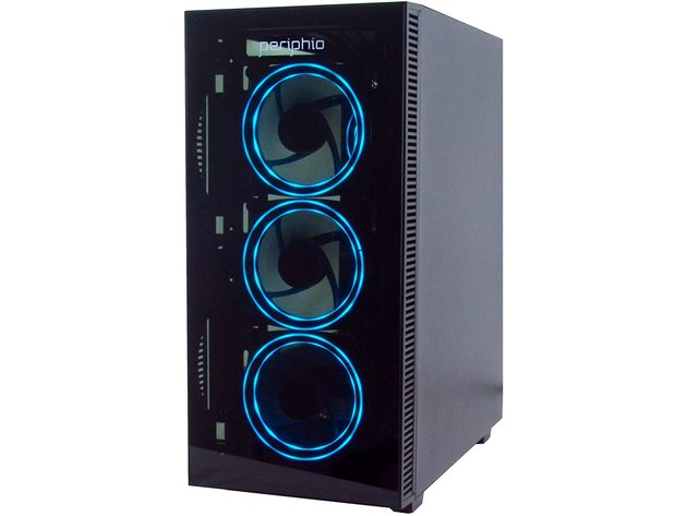 Periphio Blue Gaming PC Tower Desktop Computer, Intel Quad Core i5 3.4GHz, 16GB RAM, 120GB SSD + 1TB 7200 RPM HDD, Windows 10, Nvidia GT1030 Graphics Card, RGB, HDMI, Wi-Fi (Renewed)